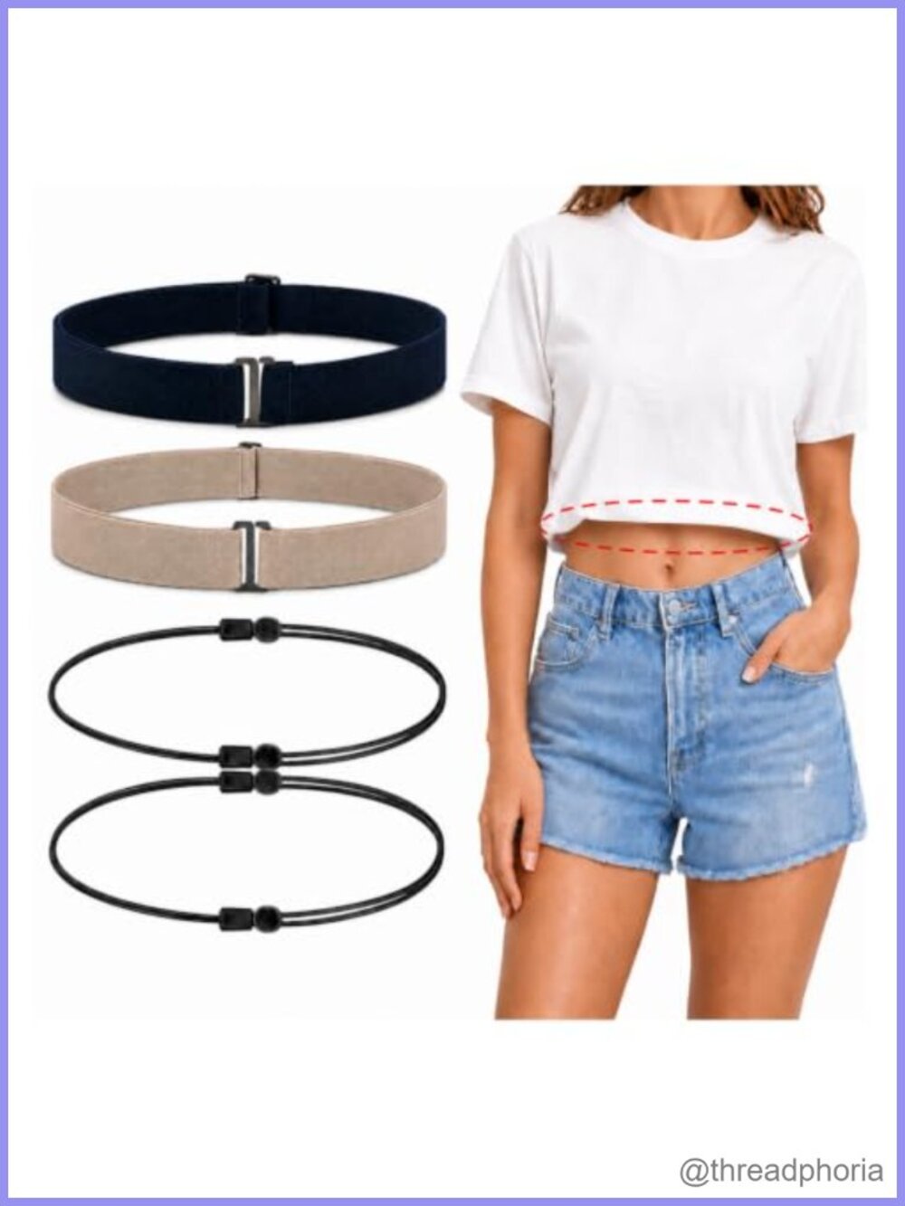 Adjustable Tuck Band Set Nylon Elastic Crop Top Shirt Sweater Women 4pc